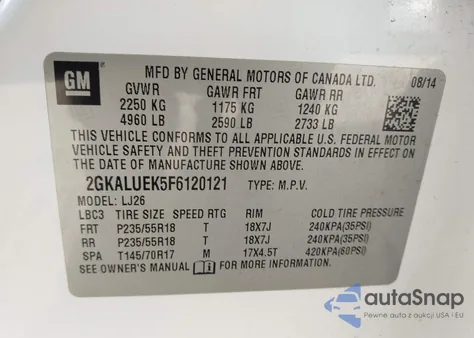 2015 GMC Terrain Denali from USA, damaged, VIN 2GKALUEK5F6120121